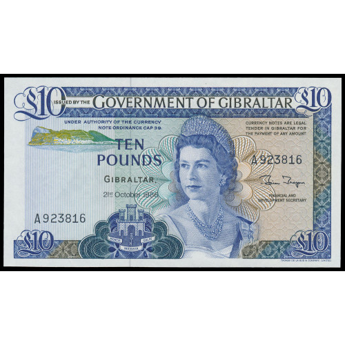 Gibraltar, 10 Pounds 1986