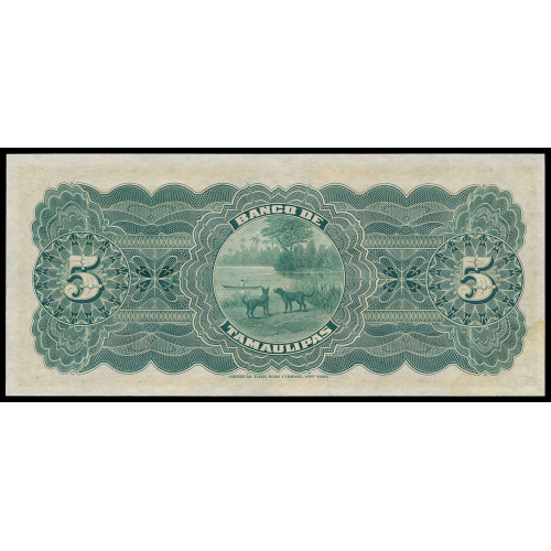 Mexico - El Banco de Tamaulipas, 5 Pesos 1902-14, 156818