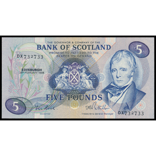 Scotland - Bank of Scotland, 5 Pounds 1988