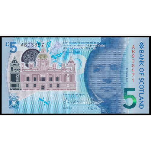 Scotland - Bank of Scotland, 5 Pounds 2016 (Polymer)