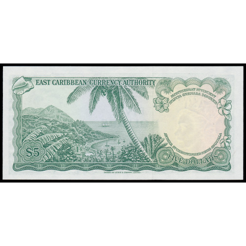 East Caribbean States, 5 Dollars 1965 (A in circle)