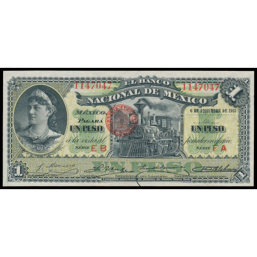 Mexico - El Banco Nacional de Mexico, 1 Peso 1913, 1147047