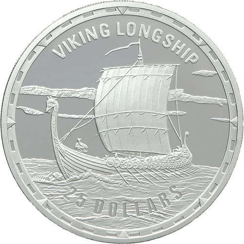 Solomon Islands, 25 Dollars 2006, Legendary battleships - Viking Longship (1 Oz)