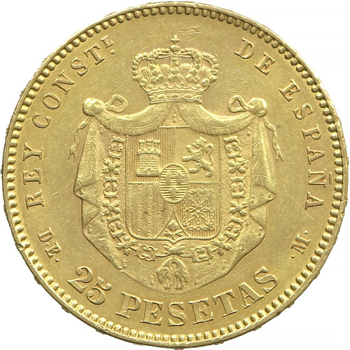 Spain, 25 Pesetas 1876 DE-M