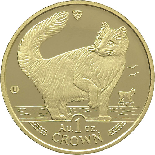 Isle of Man, 1 Crown 1991, Norwegian cat (1 Oz)
