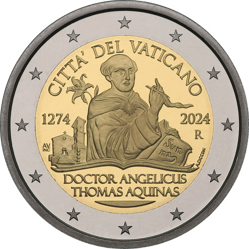 Vatican, 2 Euro 2024, 750th Anniversary of the Death of Saint Thomas Aquinas (Proof)