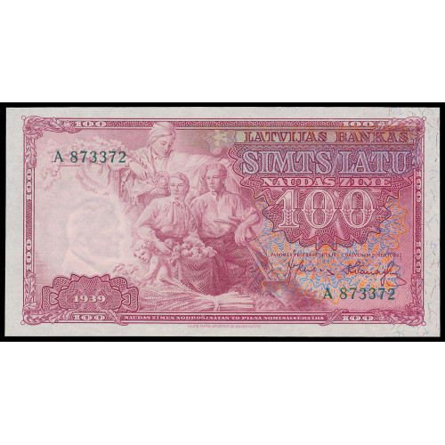 Latvia, 100 Latu 1939, A 873372