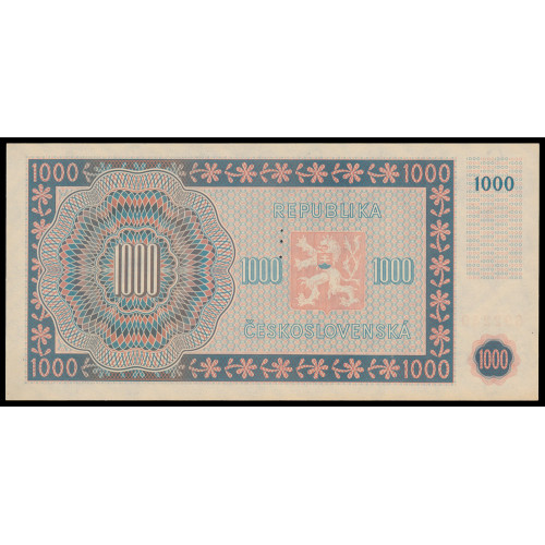 Czechoslovakia, 1000 Korun 1945, 692240, Perforated