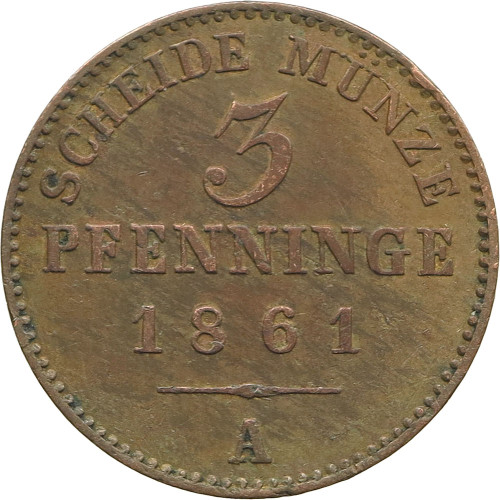 Germany (Prussia), 3 Pfennig 1861 A