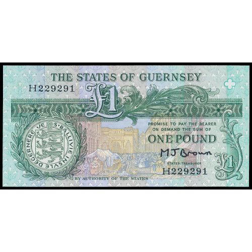 Guernsey, 1 Pound 1980 (signature: M. J. Brown)