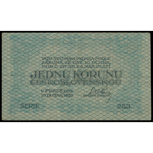 Czechoslovakia, 1 Koruna 1919, Serie 253