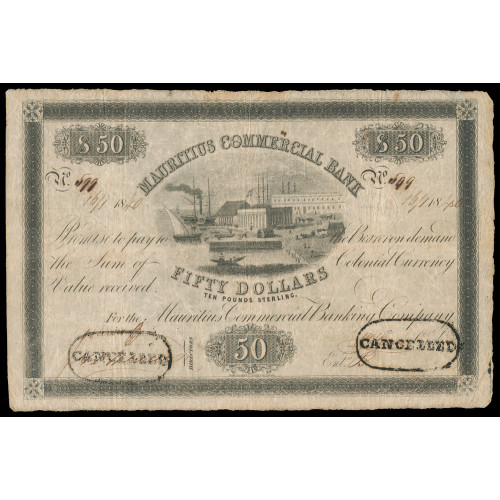 Mauritius - Mauritius Commercial Bank, 50 Dollars 1840, 599