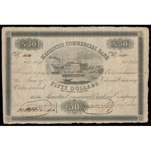 Mauritius - Mauritius Commercial Bank, 50 Dollars 1840, 3130