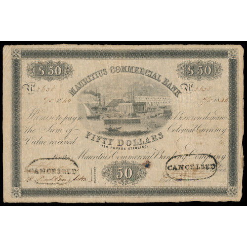 Mauritius - Mauritius Commercial Bank, 50 Dollars 1840, 2638