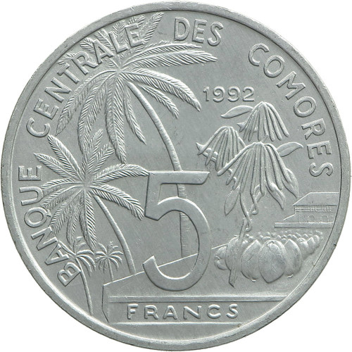 Comoros, 5 Francs 1992