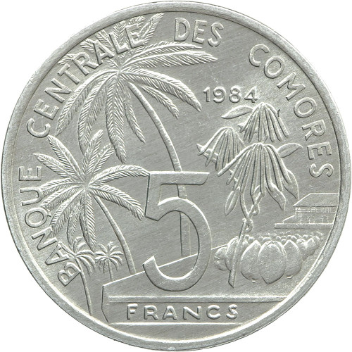 Comoros, 5 Francs 1984