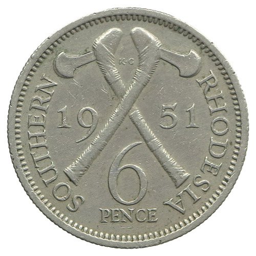 Southern Rhodesia, 6 Pence 1951