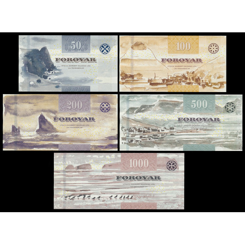 Faeroe Islands, 50-1000 Kronur 2011 (5 notes)