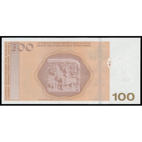 Bosnia & Herzegovina, 100 Konvertibilnih Maraka 2017, Latin letters on top (Croatian issue)