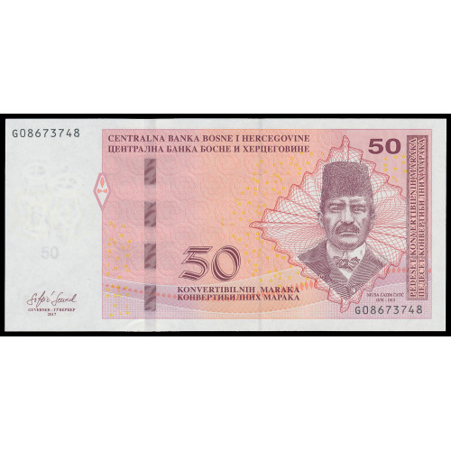 Bosnia & Herzegovina, 50 Konvertibilnih Maraka 2017, Latin letters on top (Croatian issue)