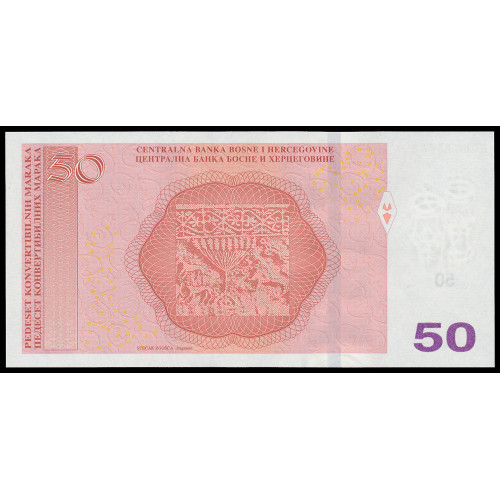 Bosnia & Herzegovina, 50 Konvertibilnih Maraka 2017, Latin letters on top (Croatian issue)