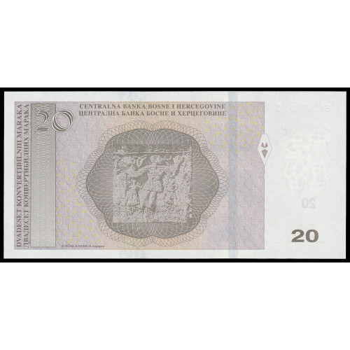 Bosnia & Herzegovina, 20 Konvertibilnih Maraka 2012, Latin letters on top (Croatian issue)