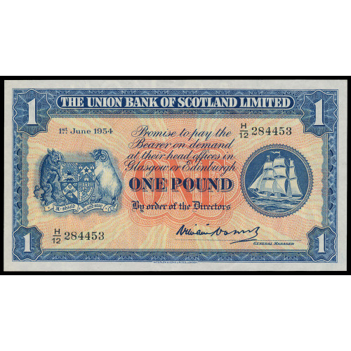 Scotland - The Union Bank of Scotland, 1 Pound 1954, H/12 284453