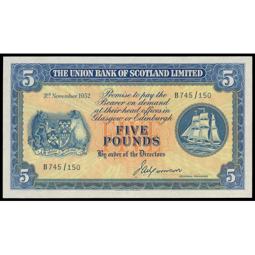 Scotland - The Union Bank of Scotland, 5 Pounds 1952, B 745/150