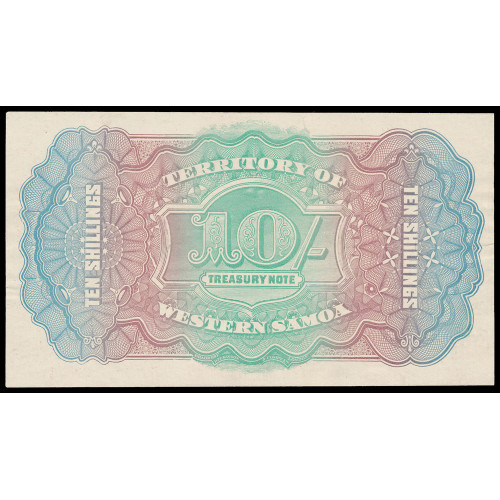 Western Samoa, 10 Shillings 1938-49, Color trial