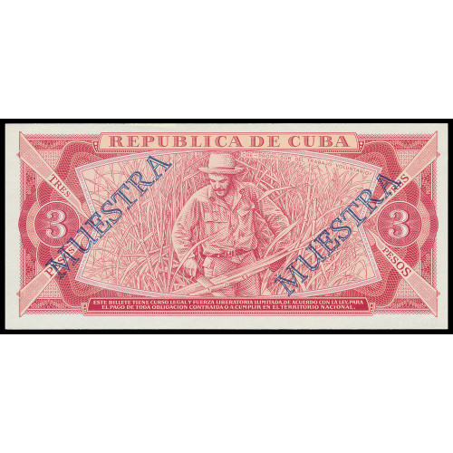 Cuba, 3 Pesos 1986, Specimen