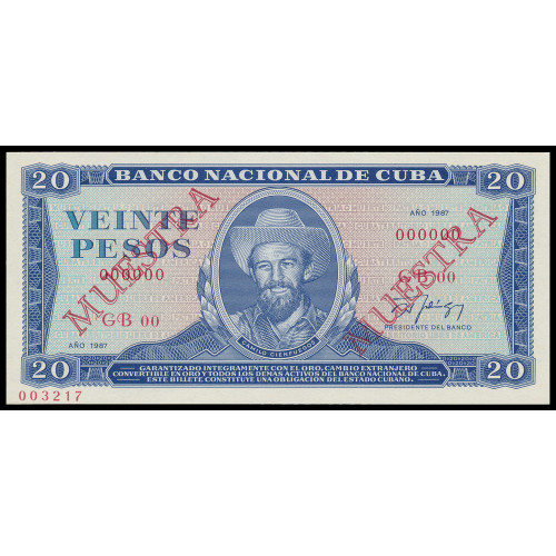 Cuba, 20 Pesos 1987, Specimen