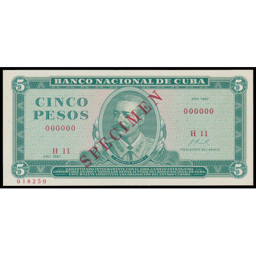 Cuba, 5 Pesos 1967, Specimen