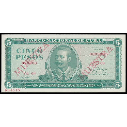 Cuba, 5 Pesos 1988, Specimen