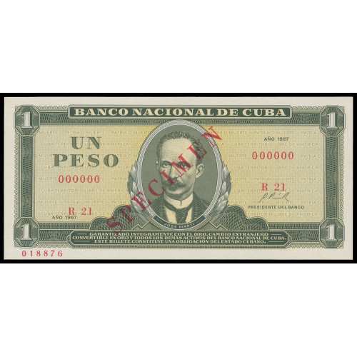 Cuba, 1 Peso 1967, Specimen