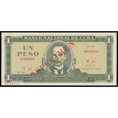 Cuba, 1 Peso 1968, Specimen