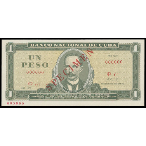 Cuba, 1 Peso 1970, Specimen