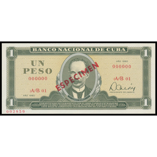 Cuba, 1 Peso 1980, Specimen