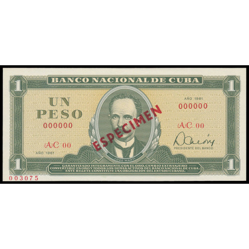 Cuba, 1 Peso 1981, Specimen