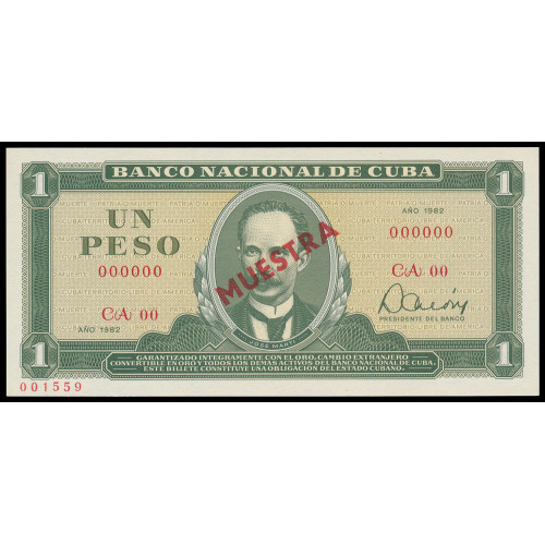 Cuba, 1 Peso 1982, Specimen