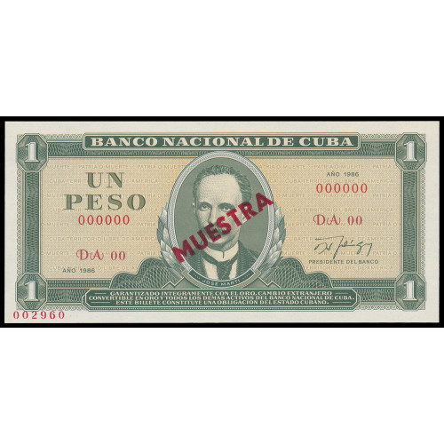 Cuba, 1 Peso 1986, Specimen