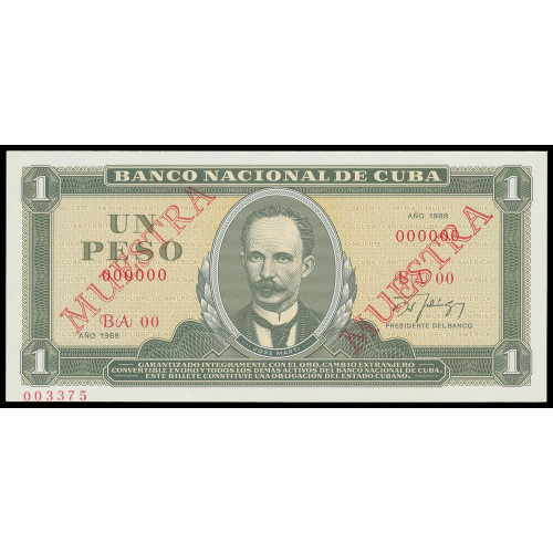 Cuba, 1 Peso 1988, Specimen