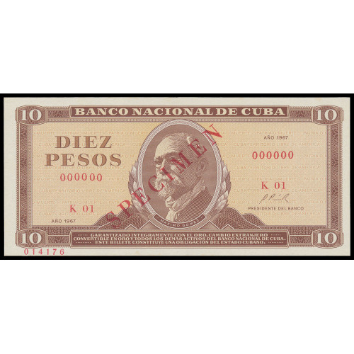 Cuba, 10 Pesos 1967, Specimen