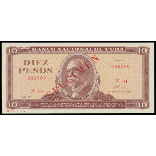 Cuba, 10 Pesos 1971, Specimen