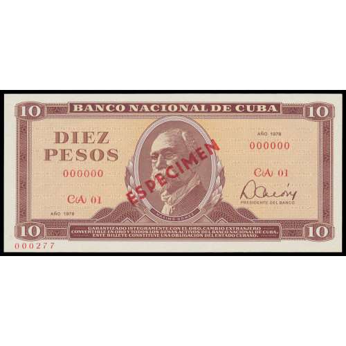 Cuba, 10 Pesos 1978, Specimen